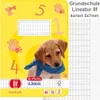 A notebook cover featuring a puppy and educational graphics. Voir les images du produit