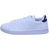 A side view of a white Adidas sneaker with navy accents. Produktbild-Vorschau