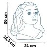 A line drawing of a doll's head with dimensions indicated by arrows and text. Náhled obrázku produktu