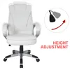 A white office chair with a diagram illustrating height adjustment. Produktbild-Vorschau