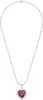A silver necklace with a heart-shaped red pendant and small clear stones. Podgląd zdjęcia produktu