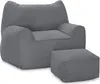 A gray beanbag chair with armrests and a matching ottoman, presented against a white background. Náhľad obrázku produktu