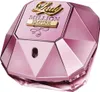 A pink, diamond-shaped perfume bottle with gold lettering. Podgląd zdjęcia produktu