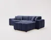 A navy blue sectional sofa with an ottoman is shown against a white background. Náhled obrázku produktu