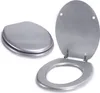 A silver toilet seat and lid are shown against a white background. The lid is open, revealing the seat. Produktbild-Vorschau
