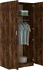 An open wardrobe with clothes hanging inside and folded clothes on a shelf. Náhľad obrázku produktu
