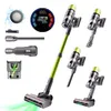 A collage of a cordless vacuum cleaner and its accessories, with a focus on its features and functionality. Produktbild-Vorschau