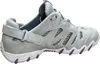 A side view of a light gray women's walking shoe with pink accents on a white background. Produktbild-Vorschau