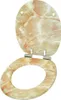A toilet seat and lid made of marble-like material, shown open. Produktbild-Vorschau