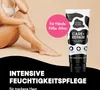 A woman's legs are shown, with a tube of cream and marketing text. Produktbild-Vorschau
