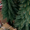 Close-up of artificial Christmas tree branches and a wrapped gift. Náhled obrázku produktu
