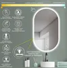 A bathroom mirror with integrated LED lighting, showcasing its features and functionality. Anteprima dell’immagine prodotto