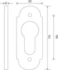 Zylinderrosette PZ, WG oval, 32 x 74 x 6mm, Messing poliert Produktbild-Vorschau 2