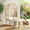 Gartensessel mit Hocker PE Rattan Ei-Form Korbsessel mit Produktbild-Vorschau 3