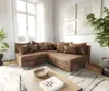 DELIFE Ecksofa Clovis Braun Antik Optik Ottomane Links Produktbild-Vorschau 2