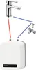 Diagram showing the connection of a water heater to a faucet and valves. Podgląd zdjęcia produktu
