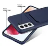 A dark blue phone case with a card slot is shown diagonally over a smartphone. Produktbild-Vorschau