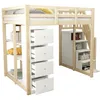 A loft bed with integrated storage, including drawers and shelves, shown against a white background. Podgląd zdjęcia produktu