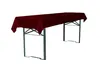 A long rectangular table covered with a dark red tablecloth, shown from a diagonal angle against a white background. Produktbild-Vorschau