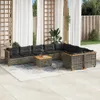 10-tlg. Garten-Sofagarnitur mit Kissen Grau Poly Rattan Produktbild-Vorschau 2