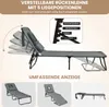 A marketing image showing a gray foldable lounge chair with adjustable backrest and multiple positions, along with smaller inset images of the chair in different configurations. Náhled obrázku produktu