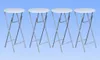 Four white bar stools with silver legs are arranged in a row against a light blue background. Náhľad obrázku produktu