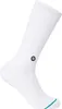 A single white sock with a black logo on the ankle. Produktbild-Vorschau