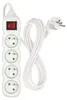 Prodlužovací kabel 3 m / 4 zásuvky / s vypínačem / bílý / PVC / 1 mm2 Voir les images du produit