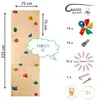 A climbing wall set with accessories and dimensions shown. Náhled obrázku produktu