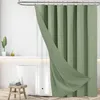 A bathroom scene with a bathtub and shower curtain. Produktbild-Vorschau