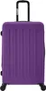 A single purple suitcase with a black telescopic handle and black wheels, shown from the front. Produktbild-Vorschau