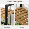Close-up shots of a wooden plant stand with a black metal frame, highlighting its stability and materials. Produktbild-Vorschau