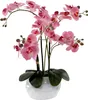 Kunst-Pflanze Orchidee ovaler Topf weiß hochglanz und rosa Produktbild-Vorschau 4