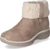 A single taupe boot with a cream knit cuff is shown against a white background. Voir les images du produit