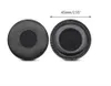 Two black ear pads for headphones are shown on a white background. A measurement line indicates the diameter of the ear pads. Produktbild-Vorschau