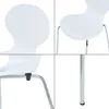 A collage of four close-up images of a white chair with chrome legs, showing different angles and details. Podgląd zdjęcia produktu