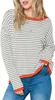 ASKSA Damen Gestreift Pullover Rundhals Langarm Casual Produktbild-Vorschau 3