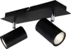 A black ceiling spotlight with two adjustable heads, shown against a white background. Produktbild-Vorschau