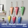 Herz Anhänger 6er Set Metall Schnur sechs Farben Streifen Produktbild-Vorschau 3