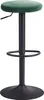 Barhocker Samt Grün 58-79cm Drehbar mit grünem Samtsitz und schwarzem Metallgestell in Gesamtansicht.