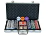 An open poker set case with poker chips, cards, and dice inside. Produktbild-Vorschau