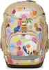 A children's backpack with a colorful polka dot pattern and a dog applique. Produktbild-Vorschau
