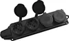 A black multi-socket power strip with four sockets, two of which are open and two are covered. Produktbild-Vorschau