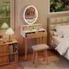 Puluomis Coiffeuse avec éclairage LED miroir, coiffeuse Voir les images du produit 6