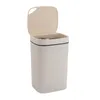 A cream-colored automatic sensor trash can with its lid open, shown against a white background. Podgląd zdjęcia produktu