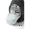 The interior of an open backpack is shown, with various pockets and items organized inside. Produktbild-Vorschau