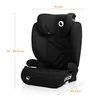 A black child car seat with dimensions indicated by lines and text. Náhled obrázku produktu