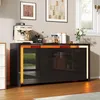 Credenza Fortuna Lai nera lucida con LED, mobile TV, Anteprima dell’immagine prodotto 2