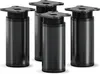 Four black adjustable furniture legs are arranged in a group against a white background. Produktbild-Vorschau