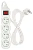 Prodlužovací kabel 2 m / 4 zásuvky / s vypínačem / bílý / PVC / 1 mm2 Náhled obrázku produktu